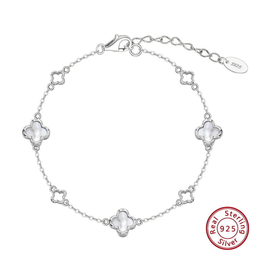 Elegant Clover 925 Sterling Silver Bracelet