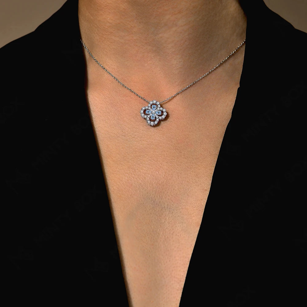 Elegant Moissanite Clover Pendant Necklace - 925 Silver
