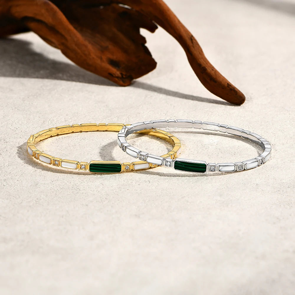 ATTAGEMS Luxury Synthetic Malachite Moissanite Bracelet 2025New Bangle for Women Men 925 Sterling Silver Engagement Jewelry Gift