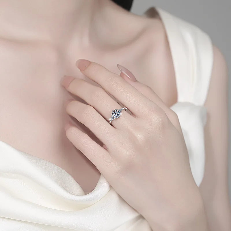 1Ct Moissanite Round Six-Prong Ring Women's PT950 Platinum - Gentle six-prong, understated luxury, thoughtful confession gift