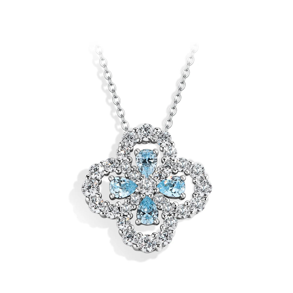 Elegant Moissanite Clover Pendant Necklace - 925 Silver