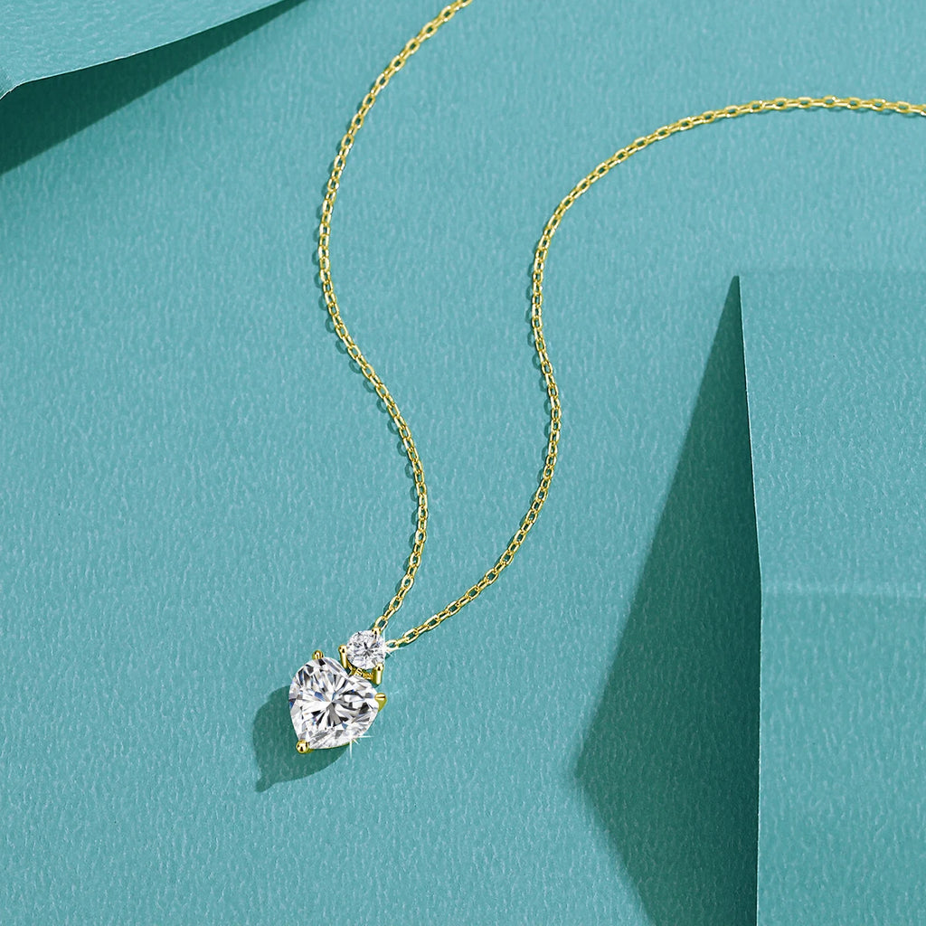 Romantic 14K Gold Filled Heart Cut Moissanite Necklace Pendant for Women D Color VVS1 Thanks Giving Halloween Fine Jewelry Gifts