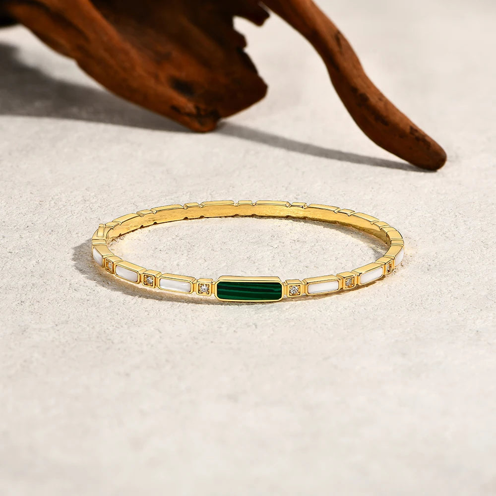 ATTAGEMS Luxury Synthetic Malachite Moissanite Bracelet 2025New Bangle for Women Men 925 Sterling Silver Engagement Jewelry Gift