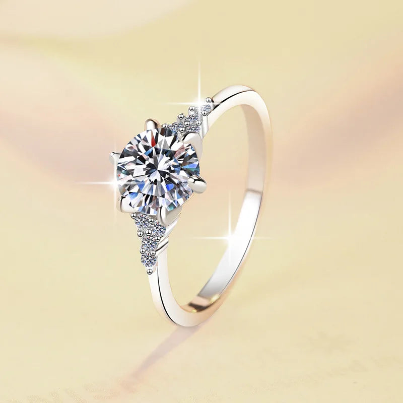 1Ct Moissanite Round Six-Prong Ring Women's PT950 Platinum - Gentle six-prong, understated luxury, thoughtful confession gift