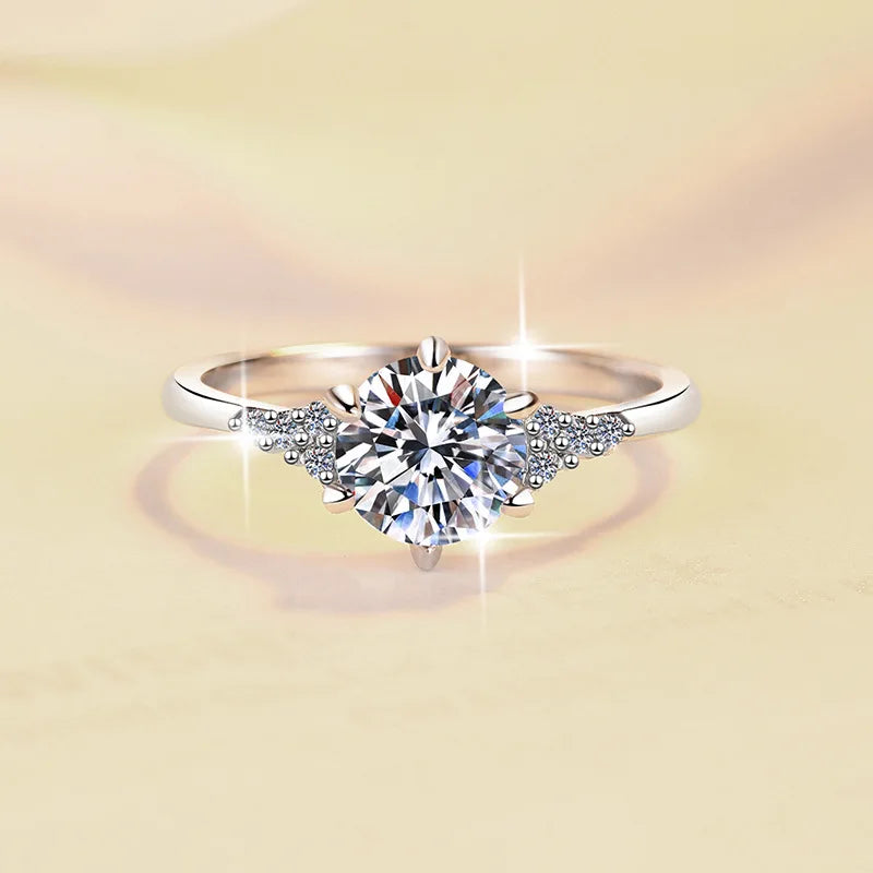 1Ct Moissanite Round Six-Prong Ring Women's PT950 Platinum - Gentle six-prong, understated luxury, thoughtful confession gift