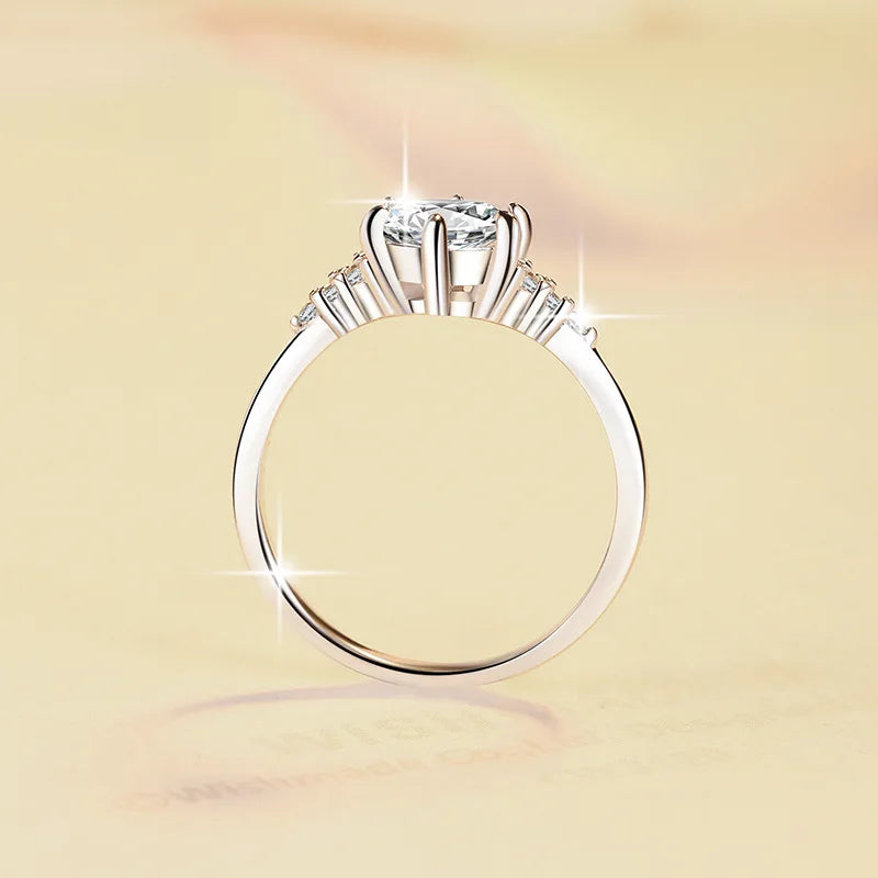 1Ct Moissanite Round Six-Prong Ring Women's PT950 Platinum - Gentle six-prong, understated luxury, thoughtful confession gift