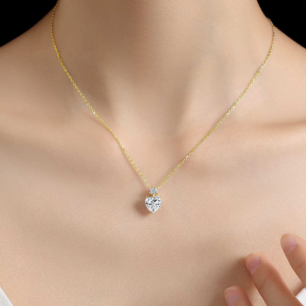 Romantic 14K Gold Filled Heart Cut Moissanite Necklace Pendant for Women D Color VVS1 Thanks Giving Halloween Fine Jewelry Gifts