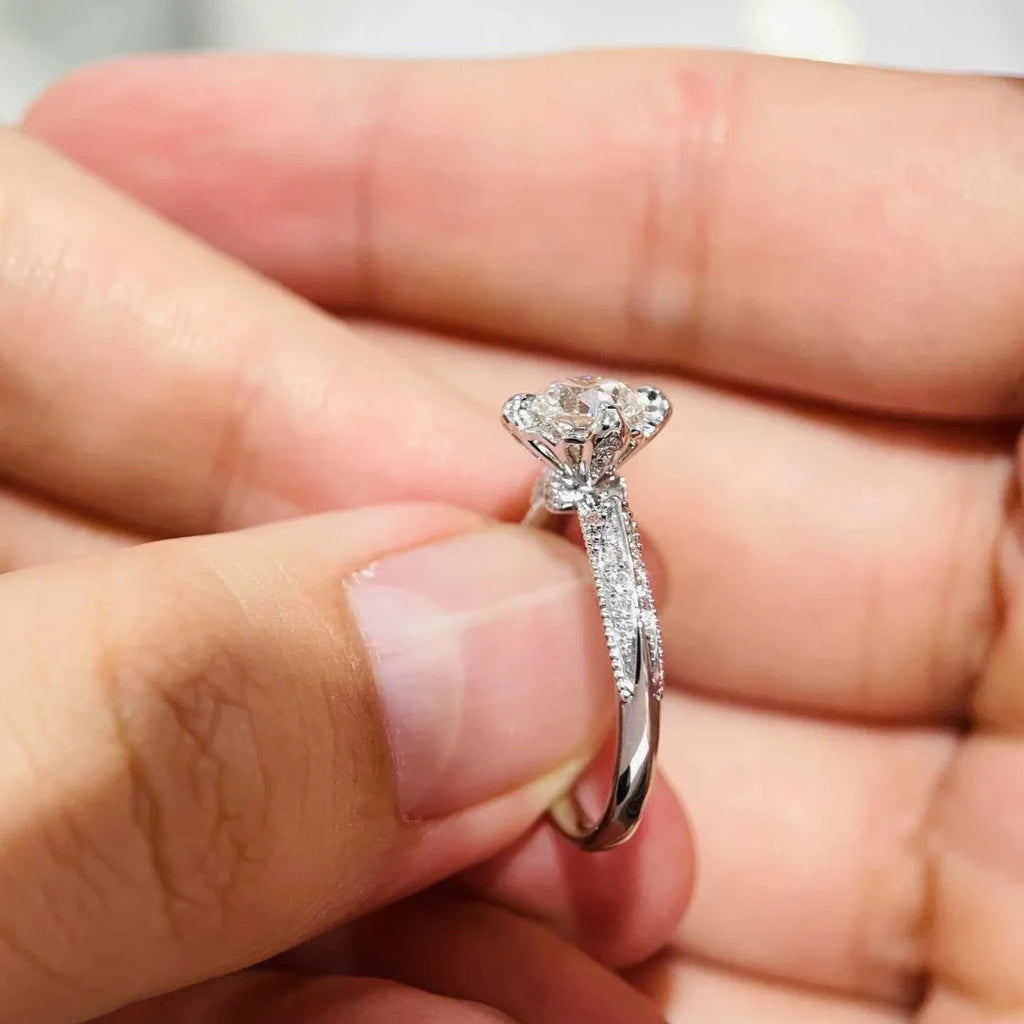 BXINY Luxury 1Carat Moissanite Rings 100% S925 Silver D Color Lab Diamond for Women Wedding Band Gift Fine Jewelry GRA Certified