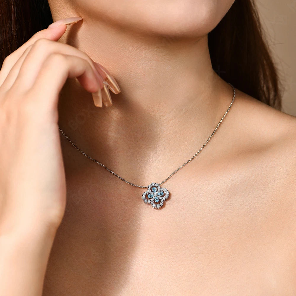 Elegant Moissanite Clover Pendant Necklace - 925 Silver