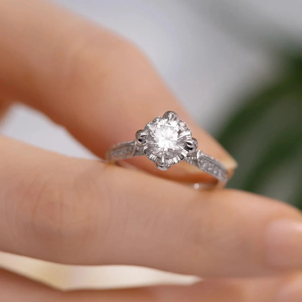 BXINY Luxury 1Carat Moissanite Rings 100% S925 Silver D Color Lab Diamond for Women Wedding Band Gift Fine Jewelry GRA Certified