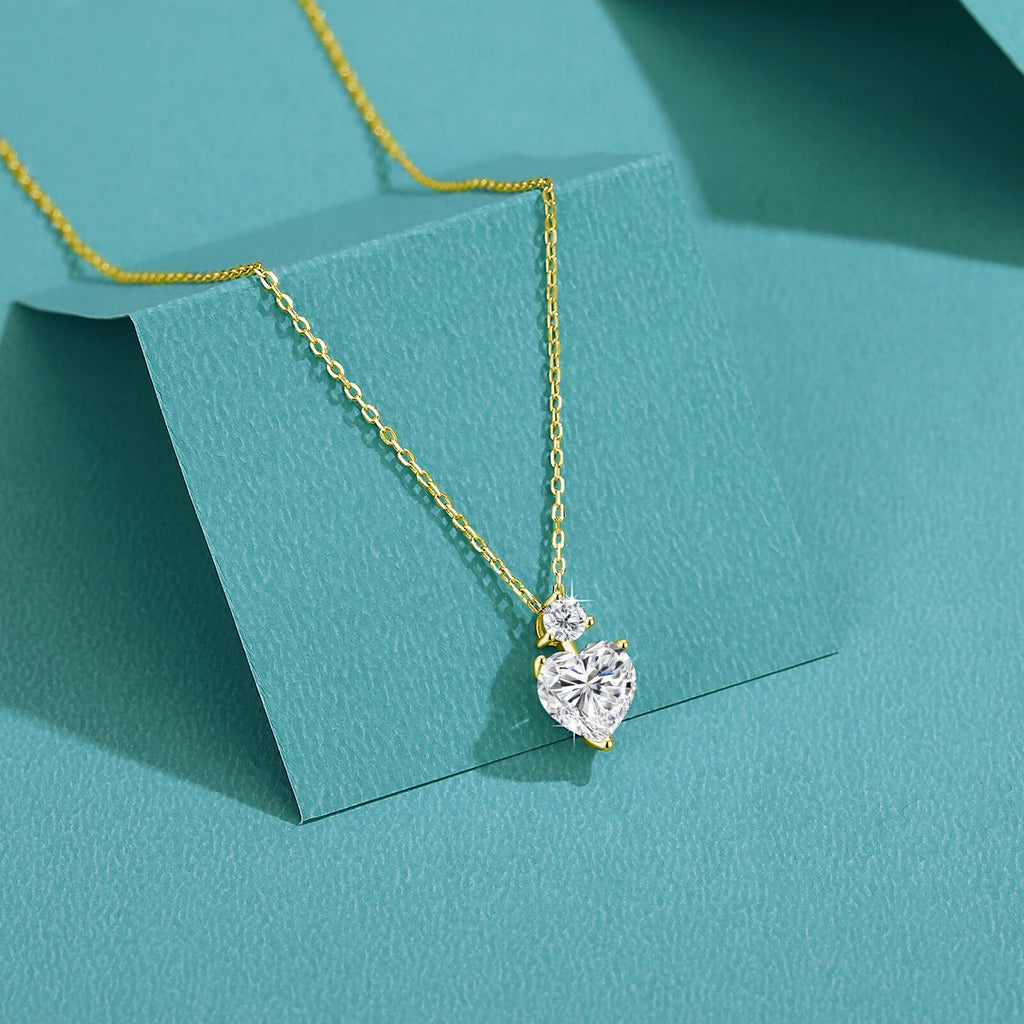 Romantic 14K Gold Filled Heart Cut Moissanite Necklace Pendant for Women D Color VVS1 Thanks Giving Halloween Fine Jewelry Gifts