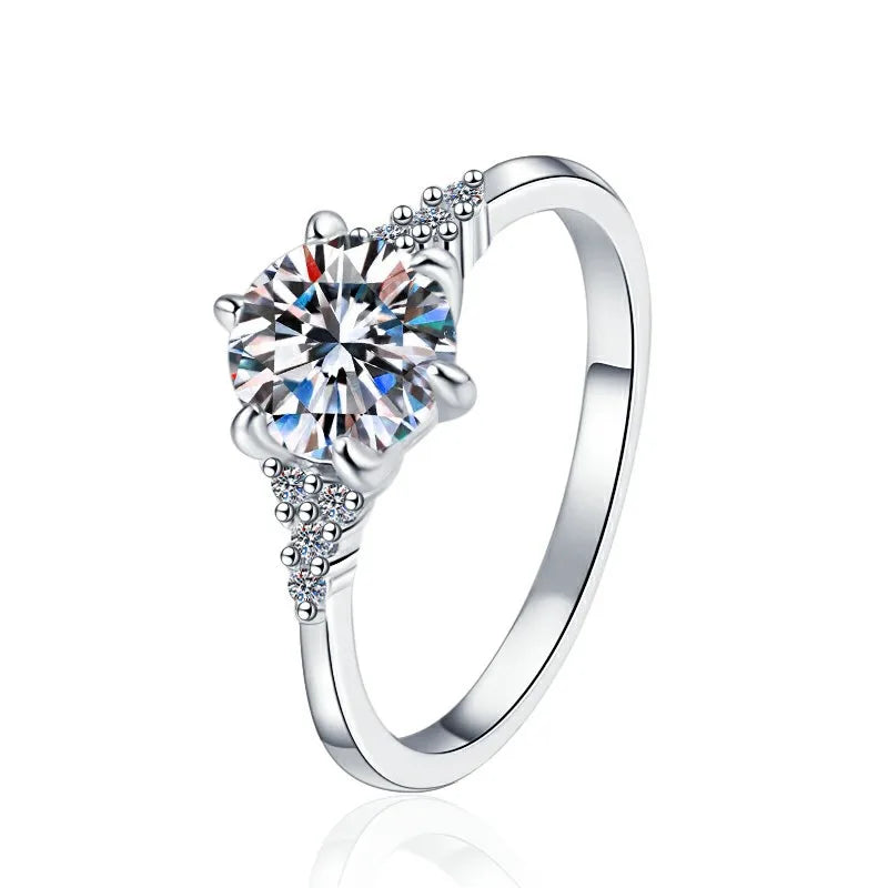 1Ct Moissanite Round Six-Prong Ring Women's PT950 Platinum - Gentle six-prong, understated luxury, thoughtful confession gift